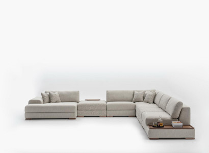 Corner Sofa U-Shape Furniture Living Area Design Gray Upholstered Sofa Corner Suite